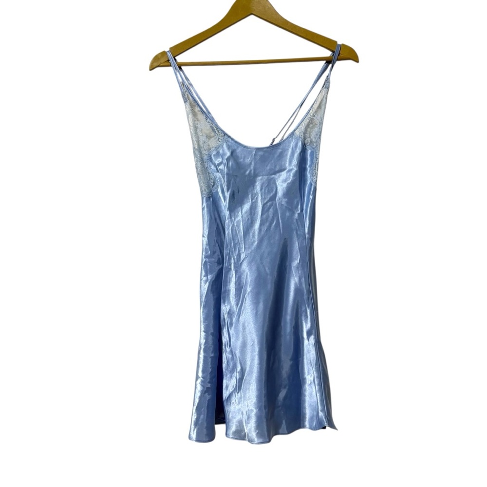 Victorias Secret Size Small Light Blue Satin Lace Slip‎ Feminine Sexy Sleep